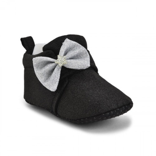 Premium Quality Glitter Black Baby Booties For Girls