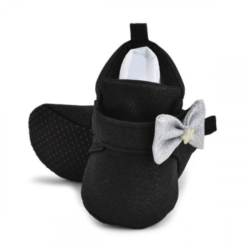 Premium Quality Glitter Black Baby Booties For Girls