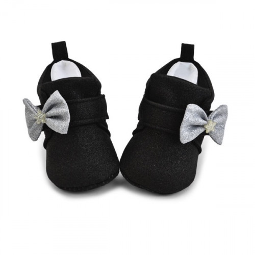 Premium Quality Glitter Black Baby Booties For Girls