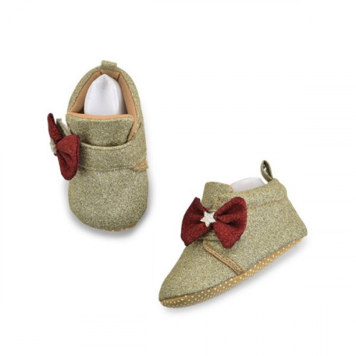 Premium Quality Glitter Golden Baby Booties For Girls