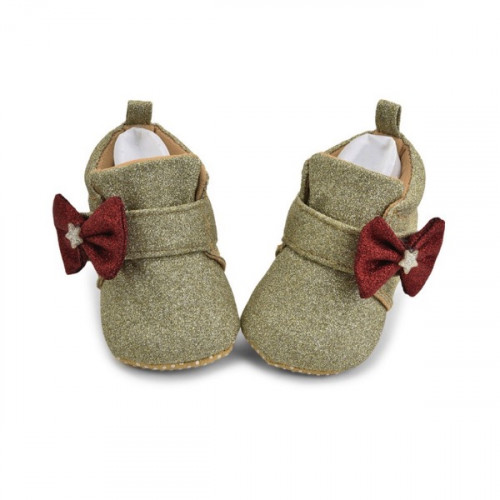 Premium Quality Glitter Golden Baby Booties For Girls