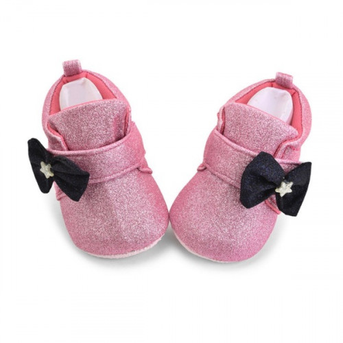Premium Quality Glitter Pink Baby Booties For Girls