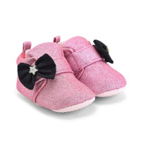 Premium Quality Glitter Pink Baby Booties For Girls