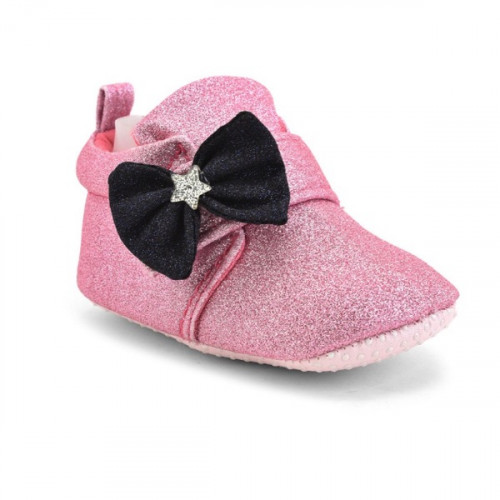 Premium Quality Glitter Pink Baby Booties For Girls