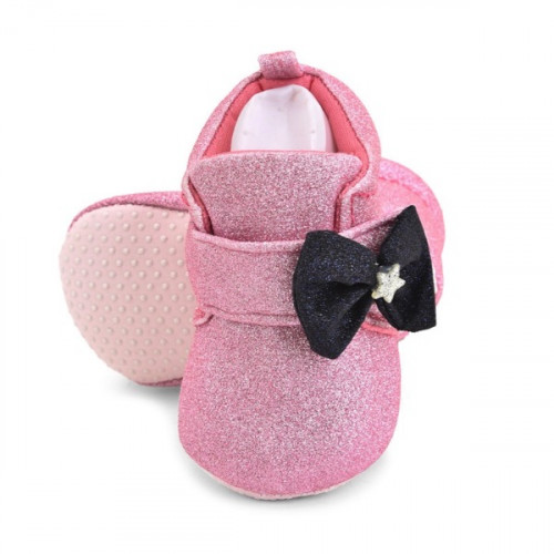 Premium Quality Glitter Pink Baby Booties For Girls