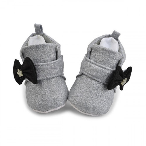 Premium Quality Glitter Silver Baby Booties For Girls