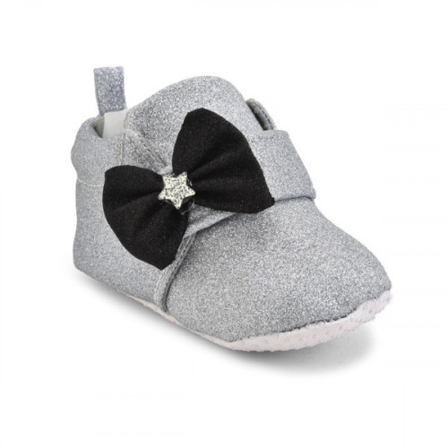Premium Quality Glitter Silver Baby Booties For Girls
