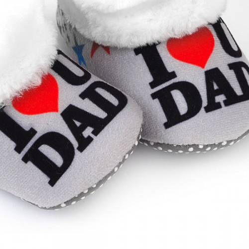 I Love My Dad Baby Booties Grey Color for Baby Boys and Baby Girl