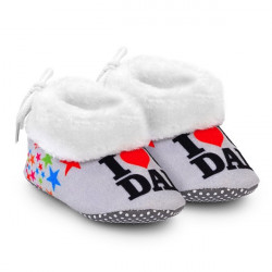 I Love My Dad Baby Booties Grey Color for Baby Boys and Baby Girl