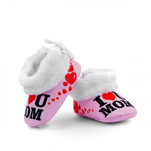 I Love My Mom Pink Color Baby Shoes For Boys And Girls