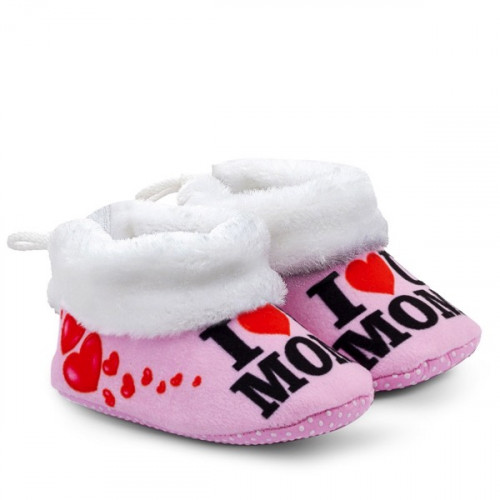 I Love My Mom Pink Color Baby Shoes For Boys And Girls