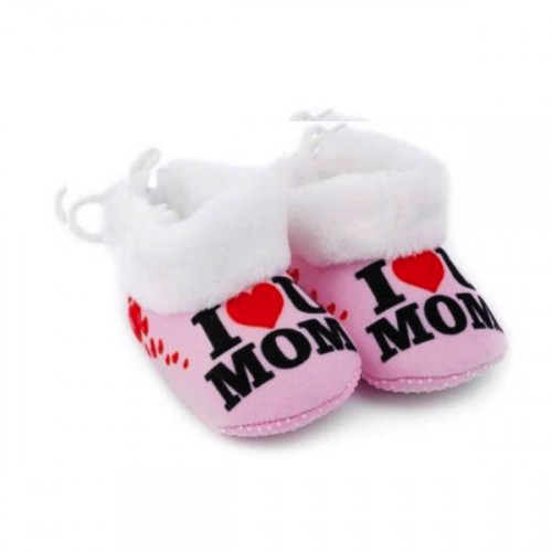 I Love My Mom Pink Color Baby Shoes For Boys And Girls