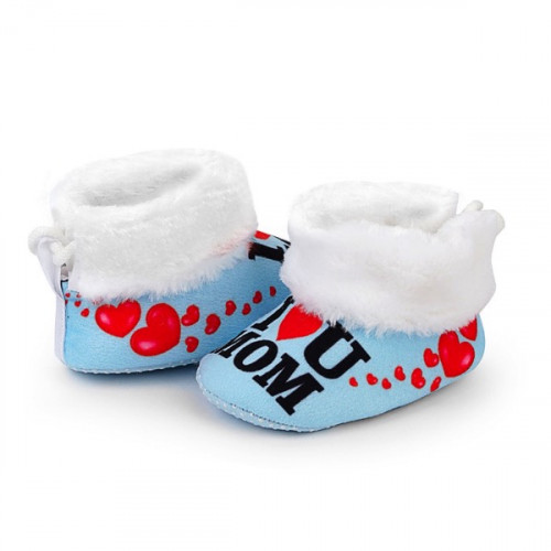 I Love My Mom Blue Color Baby Shoes For Boys And Girls