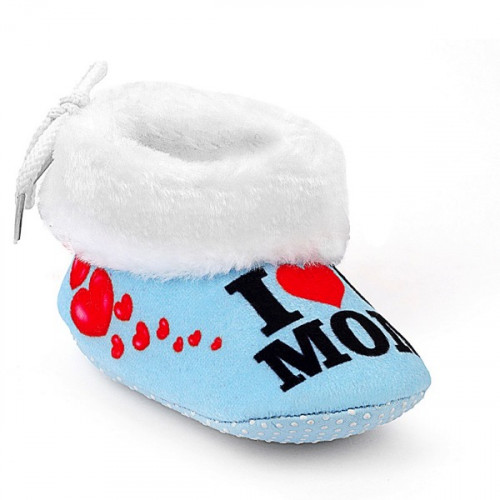 I Love My Mom Blue Color Baby Shoes For Boys And Girls