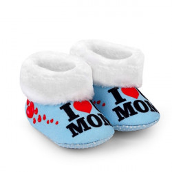 I Love My Mom Blue Color Baby Shoes For Boys And Girls